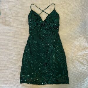 Lulus Green Sequin Mini Dress